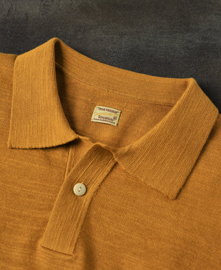 High-low Hem Slub Cotton Polo Shirt - Ginger