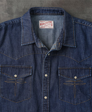 Western Snap Button Washed Denim Shirt