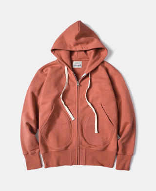 17.5 oz Terry Cloth Zip-Up Hoodie - Brick Red