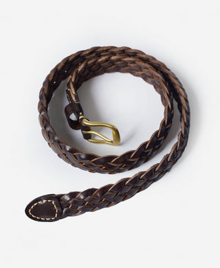 Braided Leather Belt - Coffee