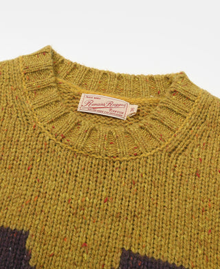 Ivy League Retro Letter Color Contrast Sweater - Yellow