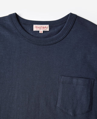 7.4 oz Slub Cotton Loopwheel Tubular Pocket T-Shirt - Navy