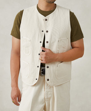 Round Neck Sashiko Jacquard Work Vest