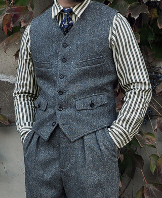 Coloured Speckle Tweed Safari Vest