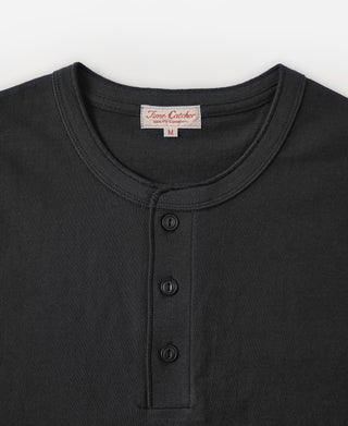 9.3 oz Cotton Tubular Henley T-Shirt - Black