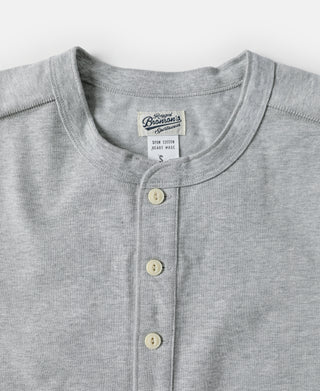 10.6 oz Cotton Short Sleeve Henley T-Shirt - Gray