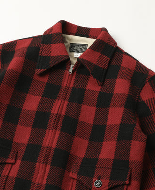 Lot 356 Buffalo Plaid Wool Ribbed Jacket - Red/Black