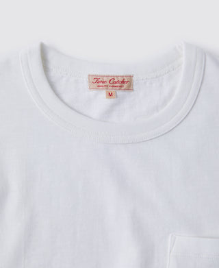 7.4 oz Slub Cotton Loopwheel Tubular Pocket T-Shirt - White