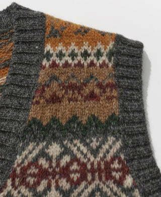 Fair Isle Wool V-Neck Sweater Vest