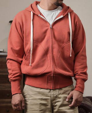 17.5 oz Terry Cloth Zip-Up Hoodie - Brick Red