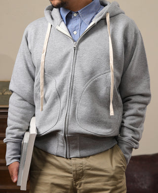 17.5 oz Terry Cloth Zip-Up Hoodie - Gray