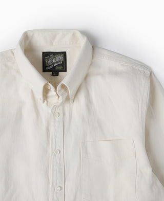 White Cotton-Linen Button-Down Shirt