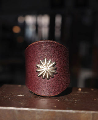 Sterling Chrysanth Accent Leather Bandana Slide - Burgundy