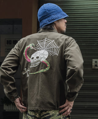 Skull Embroidery Vietnam Souvenir Jacket