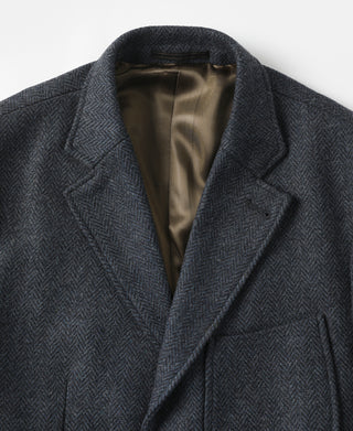 Blue-Gray Herringbone Tweed Suit Jacket