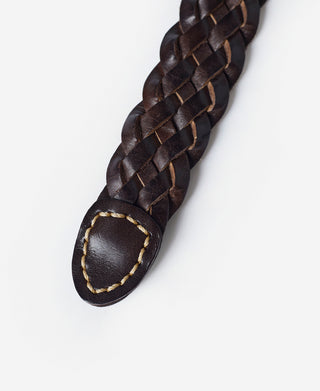 Braided Leather Belt - Coffee