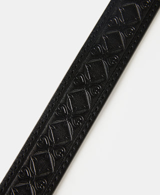 Western Tooled Leather Belt - Black