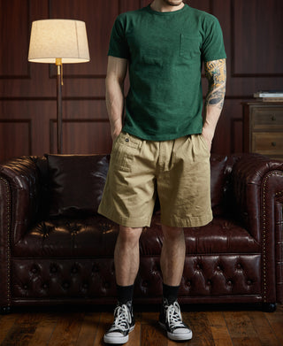 Lot 102 1940s Heavyweight Slub Pocket T-Shirt - Dark Green