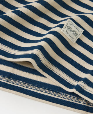 Ribbed Cuff Breton Stripe Long Sleeve T-Shirt - Blue/Apricot