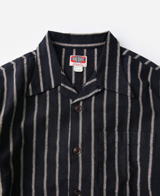 Open Collar Old Time Stripe Color Woven Shirt