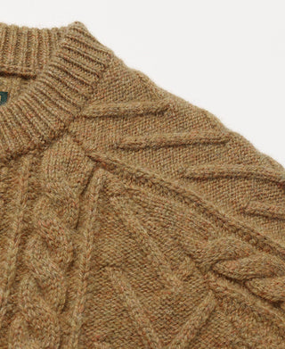 Cable Knit Round Collar Cardigan - Ginger