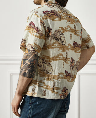 Ukiyo-e Bukotsu Pattern Aloha Shirt