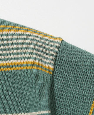 1950s Ribbed Striped Knit T-Shirt - Green