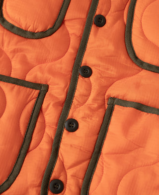 Military Style Quilted Padded Ripstop Nylon Vest - Orange