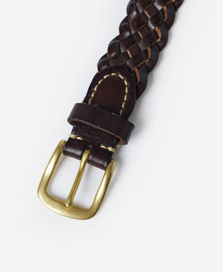 Braided Leather Belt - Coffee