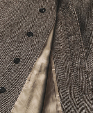 Lot 320 Herringbone Wool Balmacaan Long Coat