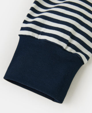 Ribbed Cuff Breton Stripe Long Sleeve T-Shirt - White/Navy