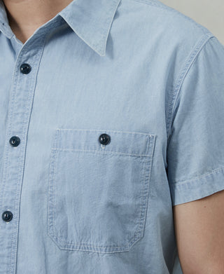 Military Wash Chambray Short Sleeve Workshirt