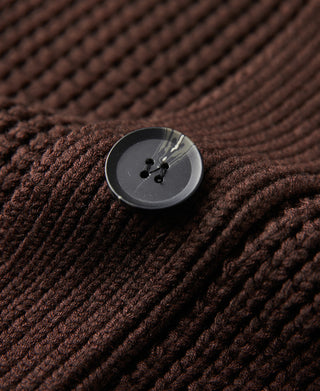 Shawl Collar Raglan Sleeve Wool Cardigan - Dark Brown