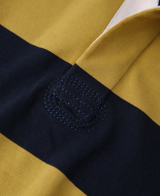 Classic Fit Striped Jersey Rugby Shirt - Yellow/ Navy