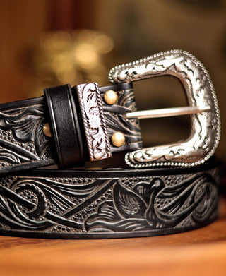 Arabesque Carved Belt - Black