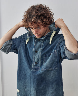 1940s USN Denim Deck Smock - Washed Indigo