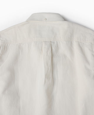 White Cotton-Linen Button-Down Shirt