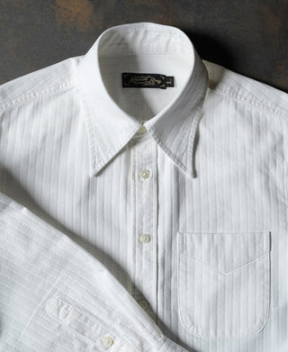 1920s Point Collar Jacquard Textured Dobby Shirt