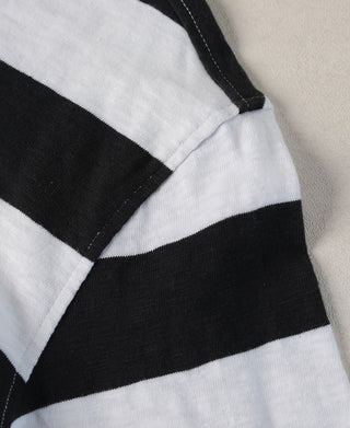 Slub Cotton Wide Striped T-Shirt - Black/White