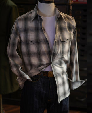 1950s Western Shadow Plaid Workshirt - Gray