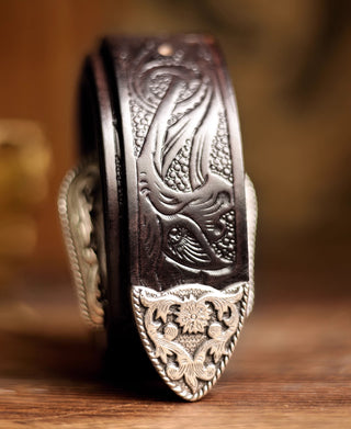 Arabesque Carved Belt - Coffee