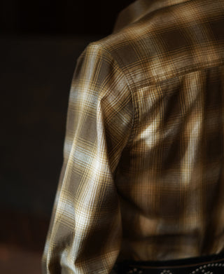 1950s Western Shadow Plaid Workshirt - Yellow