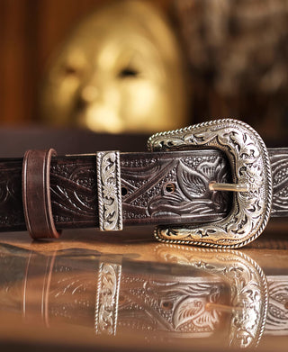 Arabesque Carved Belt - Coffee