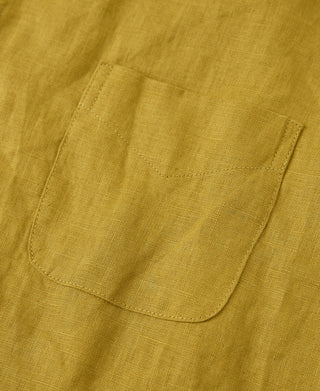 1950s Italian Collar Linen Shirt - Mustard