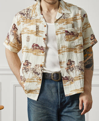 Ukiyo-e Bukotsu Pattern Aloha Shirt