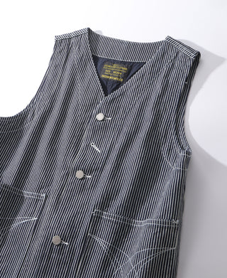 Color Woven Striped Canvas Work Vest