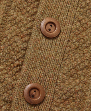 Cable Knit Round Collar Cardigan - Ginger