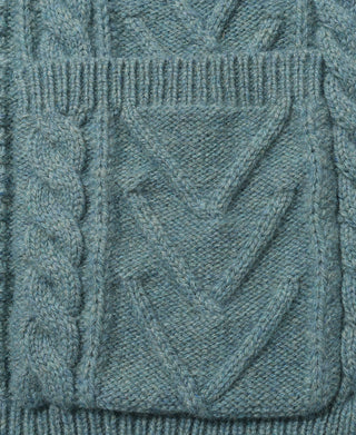 Cable Knit Round Collar Cardigan - Pale Blue