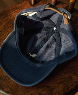 Embroidered Corduroy Baseball Cap - Navy