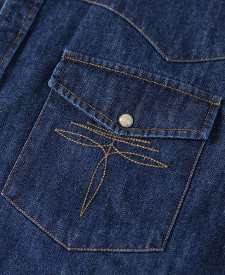 Western Snap Button Washed Denim Shirt